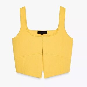 🆕 Zara Basic Knit Yellow Crop Top